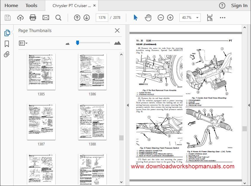 Chrysler PT Cruiser Workshop Manual and wiring diagrams Download